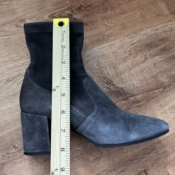 Aquatalia Suede Heeled Ankle Bootie Womens Sz 7 M Gray Leather Zip Italy Neutral - Picture 11 of 12